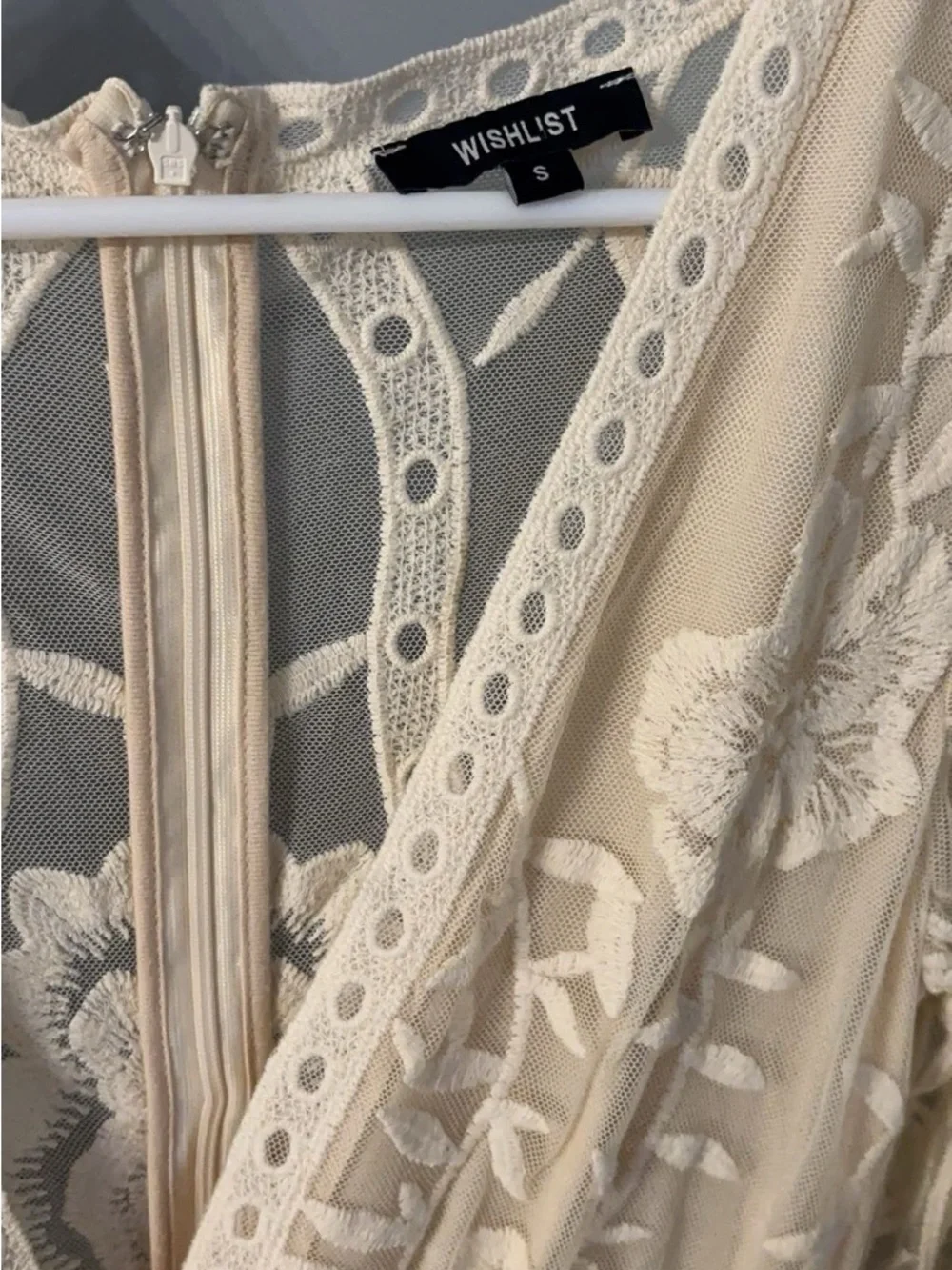 Wishlist Cream Sheer Embroidered Long Sleeve Maxi Dress - Picture 2 of 3